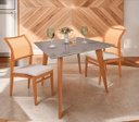 Ver imagem 2 de Mesa de Jantar Tampo com Vidro 90x90cm Off White Pés Achatados ***somente Mesa sem Cadeiras***