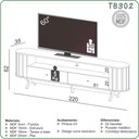 Ver imagem 2 de Rack Curvo Tb302 para Tv até 60 Polegadas com 02 Gavetas 220cm Freijó Preto Fosco Dalla Costa