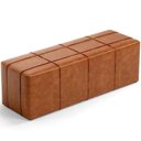 Ver imagem 4 de Kit Cabeceira Cama Box Queen 160cm com Calçadeira Roma W01 Couríssimo Camel - Lyam