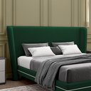 Ver imagem 2 de Cabeceira Design para Cama Casal Torres Pés em Madeira Veludo Verde G91 - Gran Belo