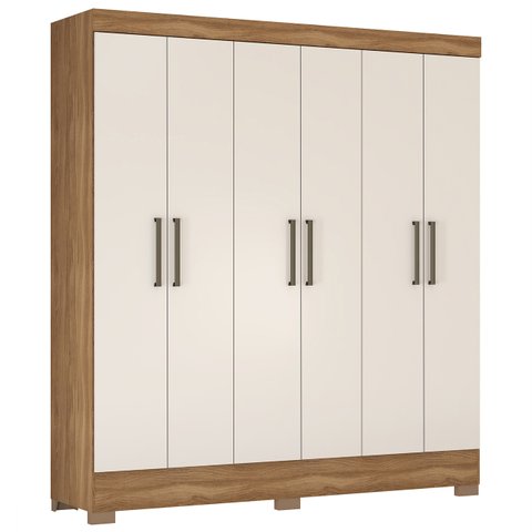 Guarda Roupa Casal 180cm 6 Portas Vanci D02 Amêndola/off - Mpozenato