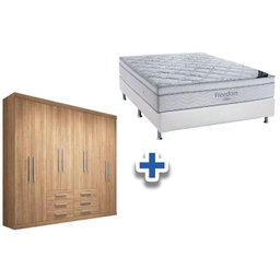 Cama Box Casal + Colchão Freedom Ortobom + Guarda Roupa Master 8.6 Atacama - 1