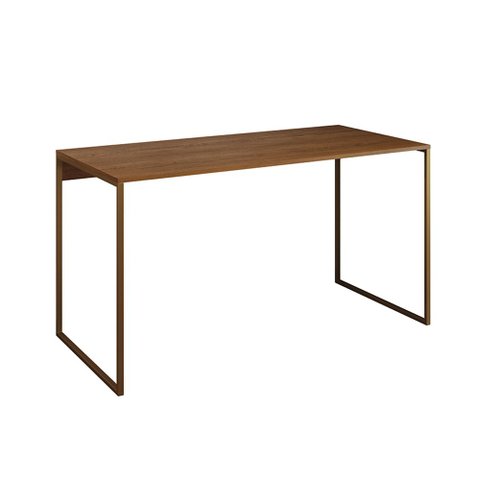 Mesa para Escritório Industrial Base Ferro Dourado Tampo Mdp Amêndoa 120x60