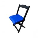 Ver imagem 3 de Conjunto Mesa Dobrável com 4 Cadeiras Preto Estofado Azul Redonda