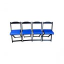 Ver imagem 2 de Conjunto Mesa Dobrável com 4 Cadeiras Preto Estofado Azul Redonda