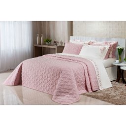 Colcha Queen Size Rosa 200 Fios 100% Algodão 3 Peças 2,60m X 2,40m - 4