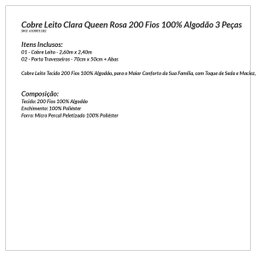 Colcha Queen Size Rosa 200 Fios 100% Algodão 3 Peças 2,60m X 2,40m - 5
