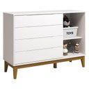 Ver imagem 2 de Cômoda com Porta e Guarda Roupa Infantil Classic Elfe Branco Acetinado Amadeirado - Reller