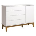 Ver imagem 4 de Cômoda com Porta e Guarda Roupa Infantil Classic Elfe Branco Acetinado Amadeirado - Reller