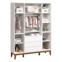 Ver imagem 3 de Cômoda com Porta e Guarda Roupa Infantil Classic Elfe Branco Acetinado Amadeirado - Reller