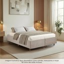 Ver imagem 3 de Cama Box Queen Estofada em Madeira Maciça Base Reforçada Santorini Espresso Móveis Bege/Linho