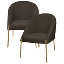 Ver imagem 1 de Kit 2 Banqueta Poltrona Lua Pé Metal Bouclê Ideal para Sala Penteadeira ou Salão:marrom