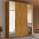 Ver imagem 2 de Guarda Roupa Casal 4 Portas com Espelho Mdf Greco 188 Cm Cumaru Madetec