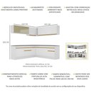 Ver imagem 4 de Armário de Cozinha Completa de Canto com Rodapé Veneza Multimóveis V2096 Branco/Dourado