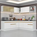 Ver imagem 3 de Armário de Cozinha Completa de Canto com Rodapé Veneza Multimóveis V2096 Branco/Dourado