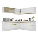 Ver imagem 1 de Armário de Cozinha Completa de Canto com Rodapé Veneza Multimóveis V2096 Branco/Dourado