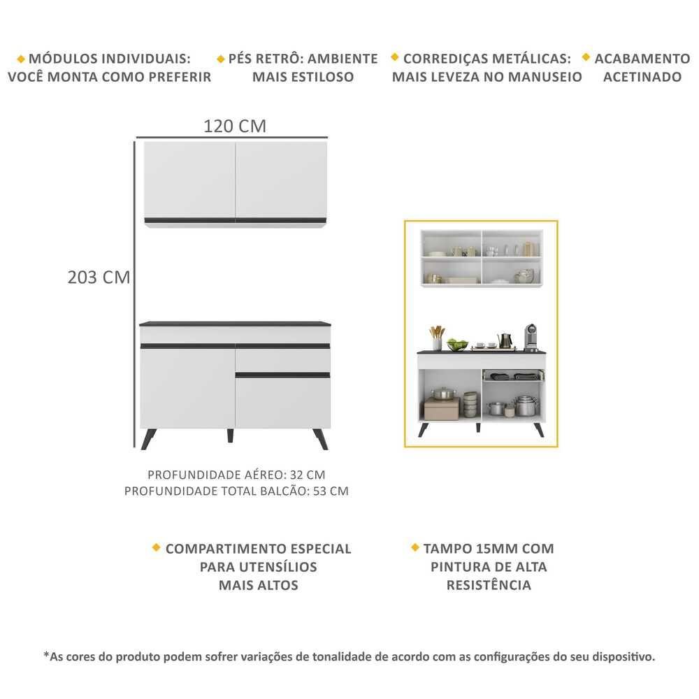 Armário de Cozinha Compacta 2 peças MP3687.964 Veneza Branco - 4