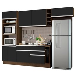 Cozinha Completa Safira com Armário e Balcão Preto Madesa - 1