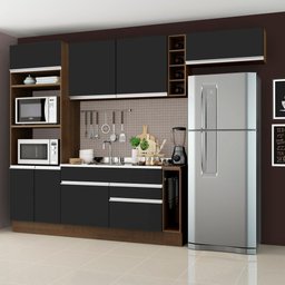 Cozinha Completa Safira com Armário e Balcão Preto Madesa - 8