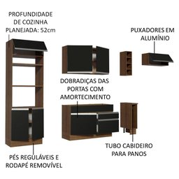 Cozinha Completa Safira com Armário e Balcão Preto Madesa - 7