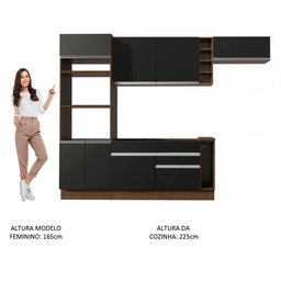 Cozinha Completa Safira com Armário e Balcão Preto Madesa - 10