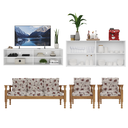 Ver imagem 3 de Rack Tv 75" com Aparador e Jogo de Sofá Multimóveis Cr45236 Branco/imbuia/floral Rosa