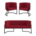 Ver imagem 1 de Kit Sofá 2 Lugares + 2 Poltronas para Recepção – Balaqui Cor:marsala