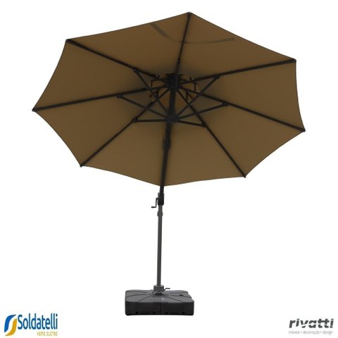 Kit Ombrelone Belize Grafite ou Fendi - com Base Hdpe 150 Litros - Rivatti