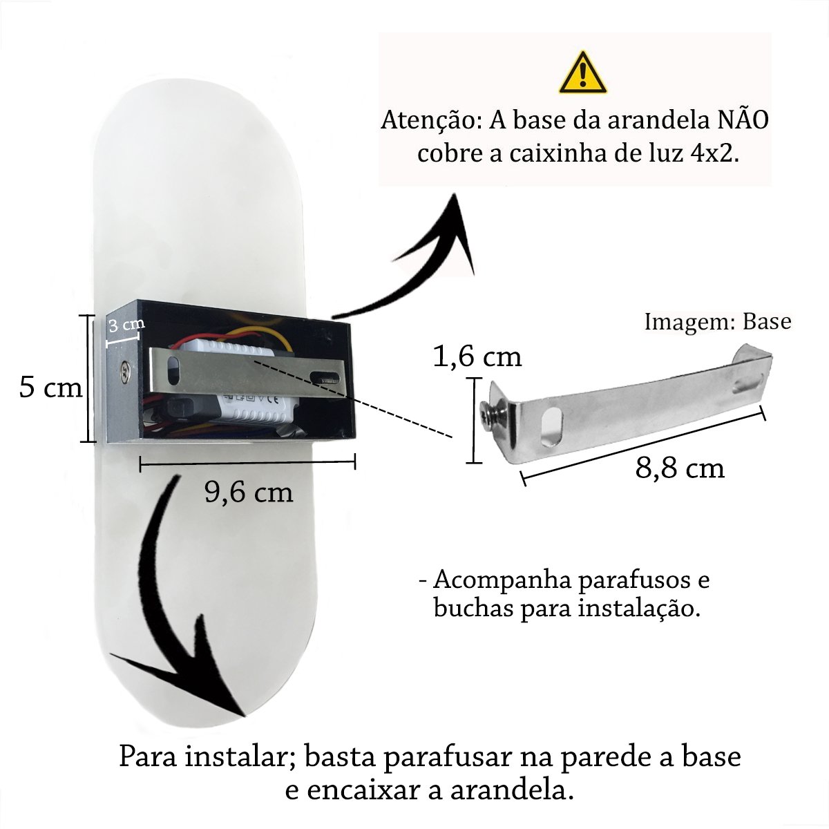 3 Arandela Sala Prata Escovado Acrilico Led Integrado Lup93 - 6