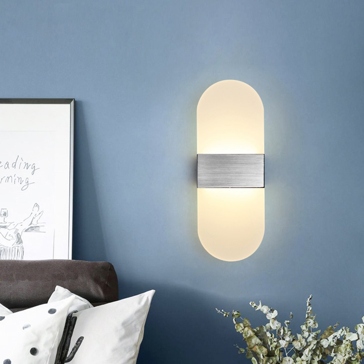 3 Arandela Sala Prata Escovado Acrilico Led Integrado Lup93 - 1