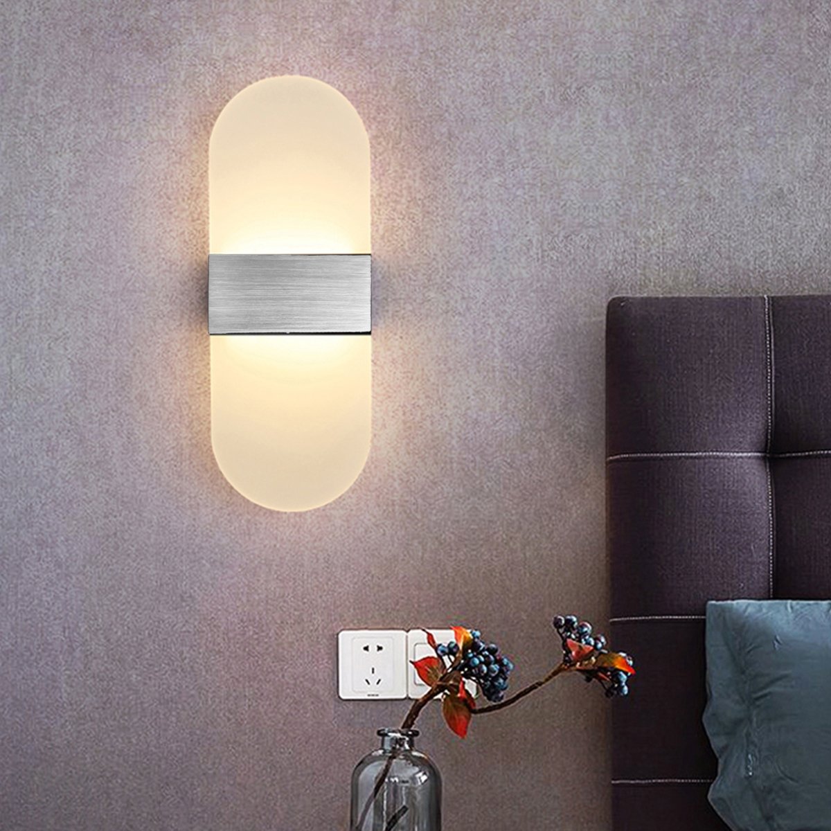 3 Arandela Sala Prata Escovado Acrilico Led Integrado Lup93 - 7