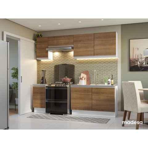 Armário de Cozinha Completa 240cm Branco/Rustic Glamy Madesa 10