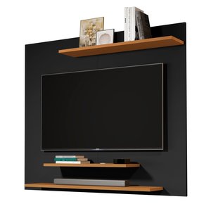 Painel Dubai Preto 90x90 para Tv até 40 Polegadas 3 Prateleiras Sala Quarto