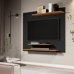 Painel Dubai Preto 90x90 para Tv até 40 Polegadas 3 Prateleiras Sala Quarto - 2