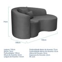 Ver imagem 3 de Recamier Curvo Orgânico 150cm 2 Lugares Lado Direito para Sala de Estar Linho Londres Cinza Escuro