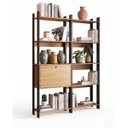 Ver imagem 2 de Estantes Escritório Home Office 126x178cm com 10 Prateleiras Mel/Preto