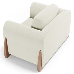 Kit 02 Poltronas e 01 Sofá Bloom 160cm 02 Lugares com Pés de Madeira Bouclê Off White - Desk Design - 17