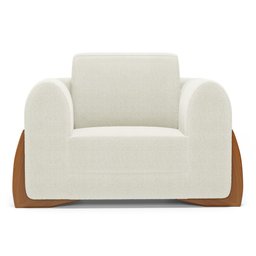 Kit 02 Poltronas e 01 Sofá Bloom 160cm 02 Lugares com Pés de Madeira Bouclê Off White - Desk Design - 16