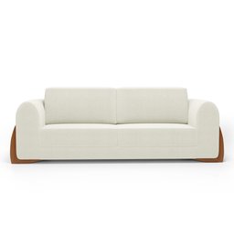 Kit 02 Poltronas e 01 Sofá Bloom 160cm 02 Lugares com Pés de Madeira Bouclê Off White - Desk Design - 12