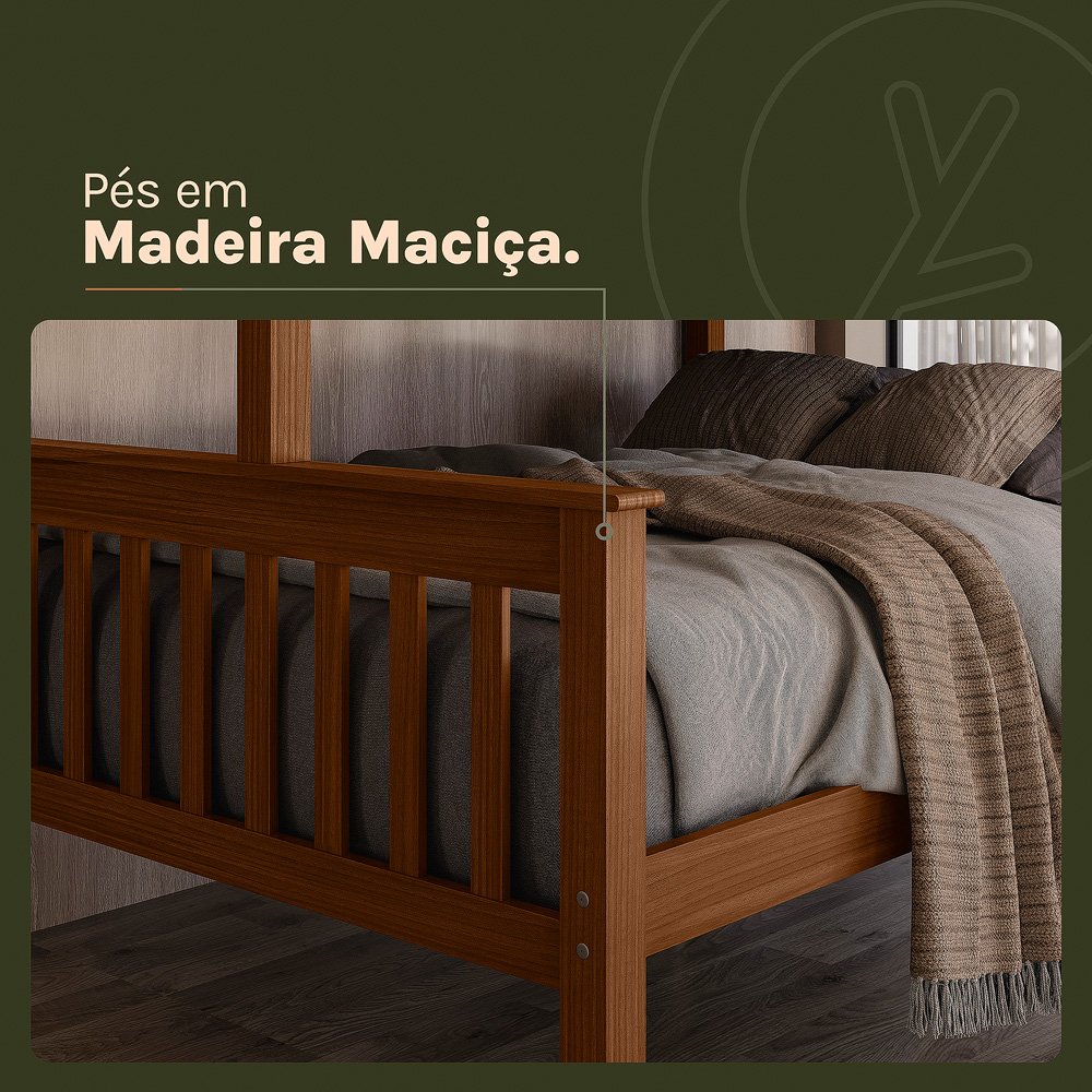 Beliche com Cama de Casal Solteiro de Madeira Merk Moveis - 7