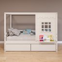 Ver imagem 1 de Cama Casinha Reta com 02 Gavetas Madeira Maciça Branco Housin