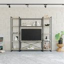 Ver imagem 1 de Estante para TV até 50 Polegadas 1 Nicho Aéreo 2 Estante Estilo Industrial Active Yescasa Marrom