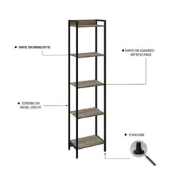 Estante para TV até 50 Polegadas 1 Nicho Aéreo 2 Estante Estilo Industrial Active Yescasa - 18