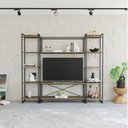 Ver imagem 1 de Estante para TV até 50 Polegadas 1 Nicho Aéreo 2 Estante Estilo Industrial Active Yescasa Marrom