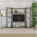 Ver imagem 1 de Estante para TV até 50 Polegadas 1 Nicho Aéreo 2 Estante Estilo Industrial Active Yescasa