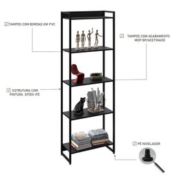 Estante para TV até 50 Polegadas Estante 5 Prateleiras Estilo Industrial Active Yescasa - 17 Estante para TV até 50 Polegadas Estante 5 Prateleiras Estilo Industrial Active Yescasa - 17