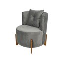 Ver imagem 4 de Conjunto 01 Poltrona + Sofá Curvo Orgânico Luna Veludo Cinza - Montanaris Decor