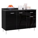 Ver imagem 2 de Balcão de Cozinha com Tampo e Armário Aéreo 120 Cm Preto – Poquema