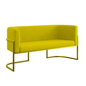 Sofá Namoradeira 2 Lugares Moderna Base Metal Gold – Balaqui Cor:amarelo