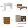 Quarto Completo Roupeiro 6 Portas, Cama Solteiro e Mesa de Cabeceira 3 Gavetas Arizona Tcil Móveis - 3